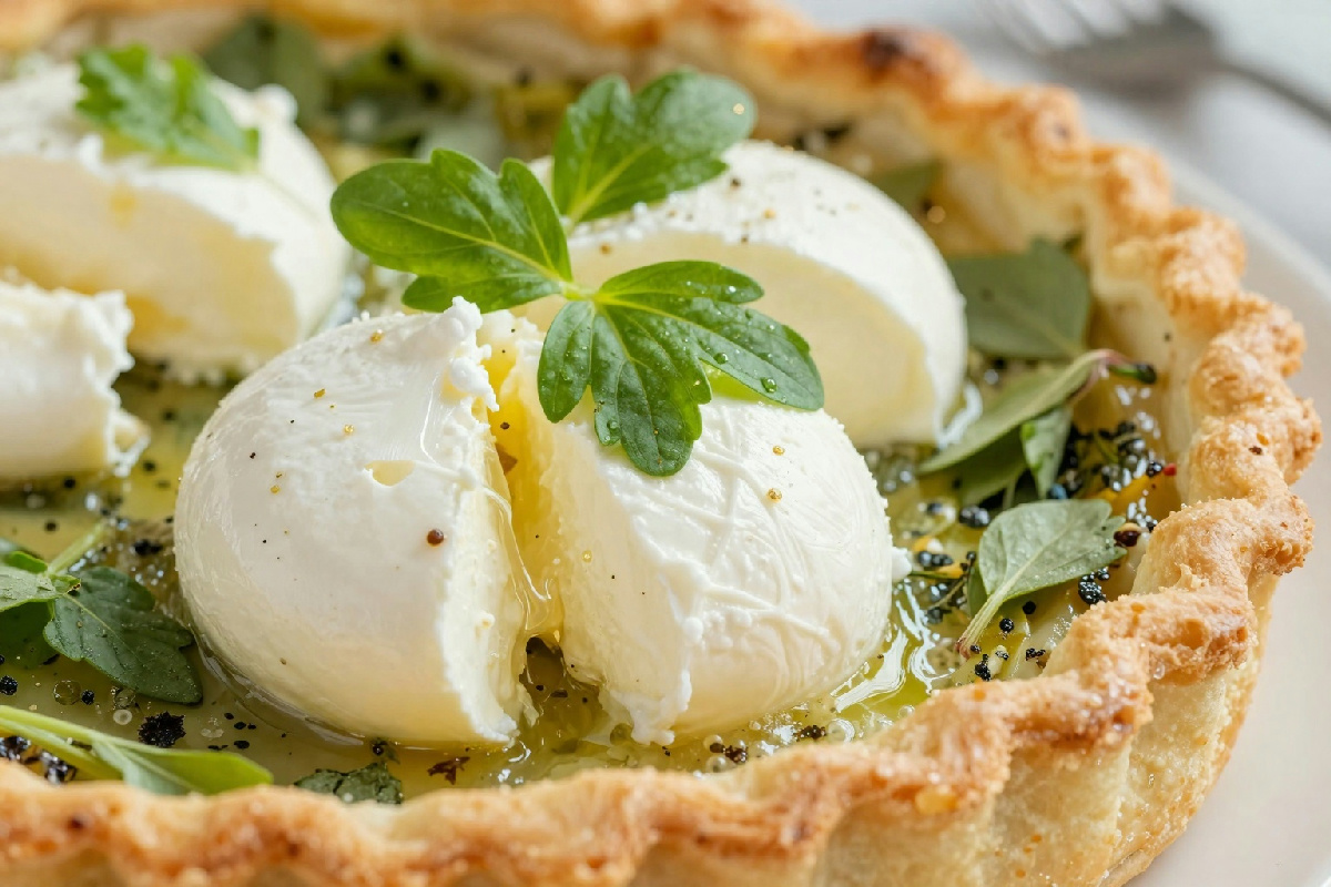 Crostata chiusa farcita con ricotta di pecora, erbe aromatiche e ingredienti tradizionali italiani
