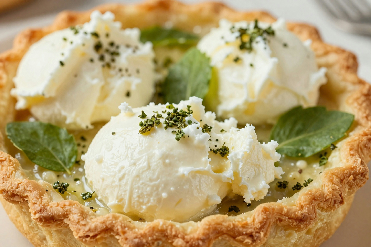 Crostata chiusa farcita con ricotta di pecora e aromi naturali, ricetta tradizionale italiana